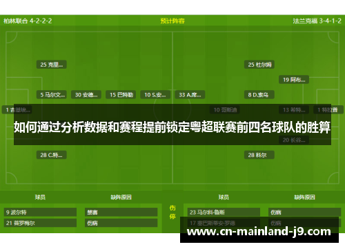 如何通过分析数据和赛程提前锁定粤超联赛前四名球队的胜算